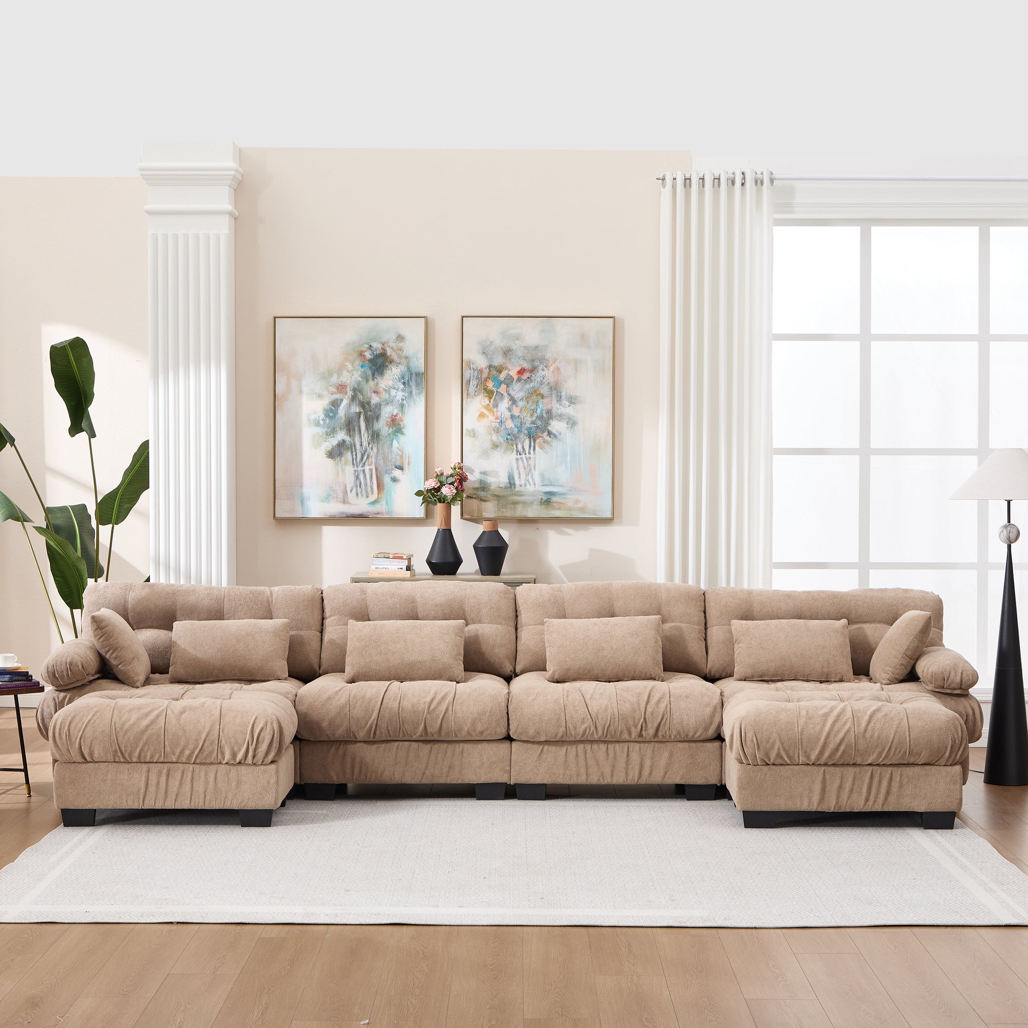 U-Shaped Modular Sectional Sofa – 6-Seat Oversized Cloud Couch