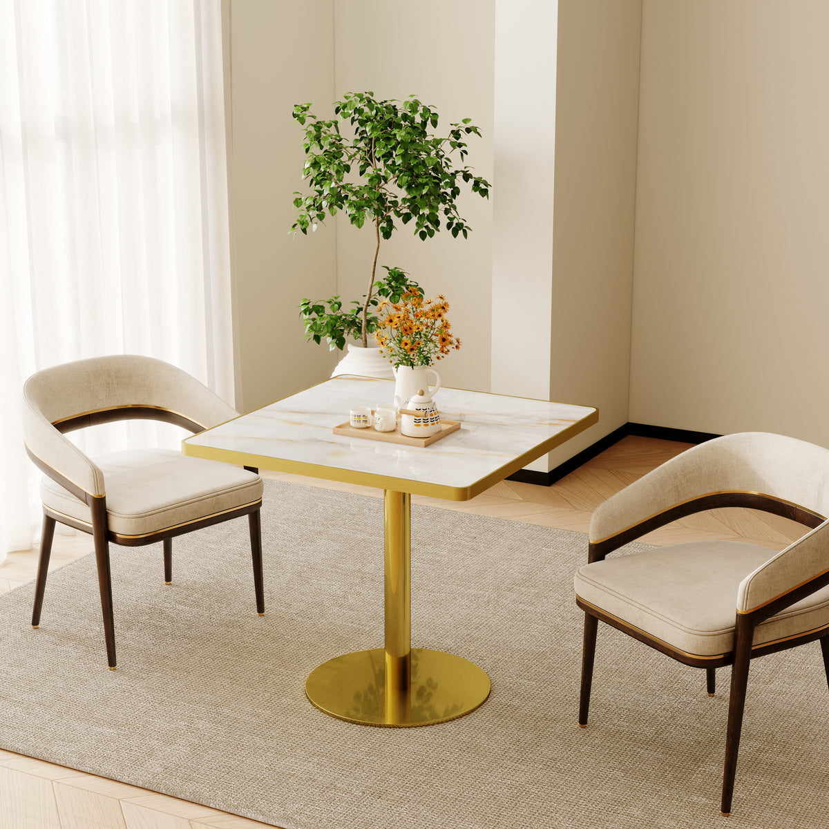 Modern Faux Marble Bistro Dining Table